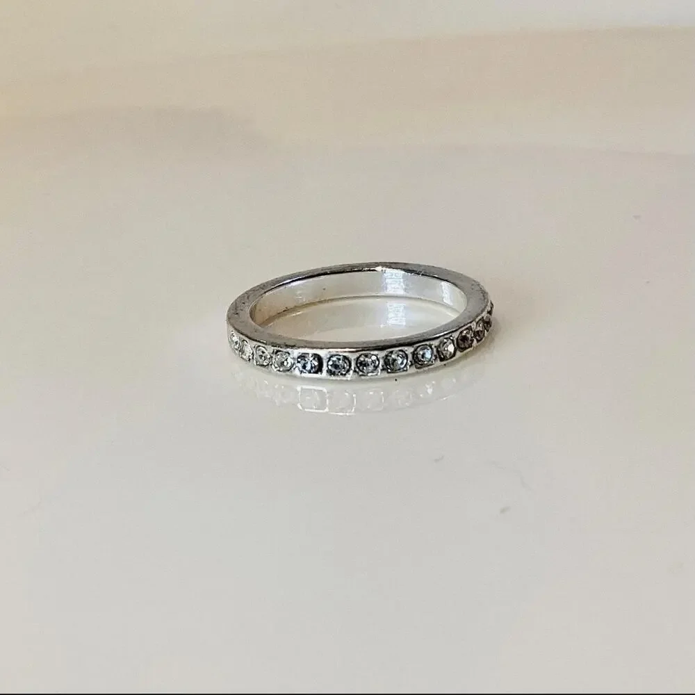 Channel Crystal Wedding Band